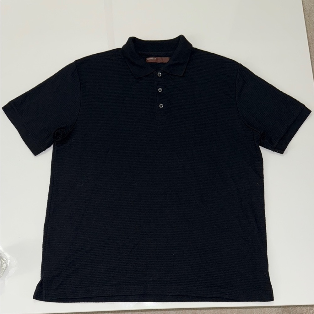 Perry Ellis Black Polo Shirt Short Sleeve Classic